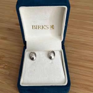 Birks Sterling Silver Oval Studs with Etching